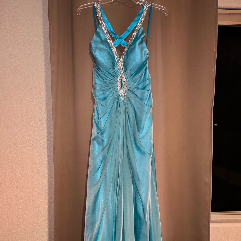 La Femme Blue open back formal gown - WORN ONCE!!